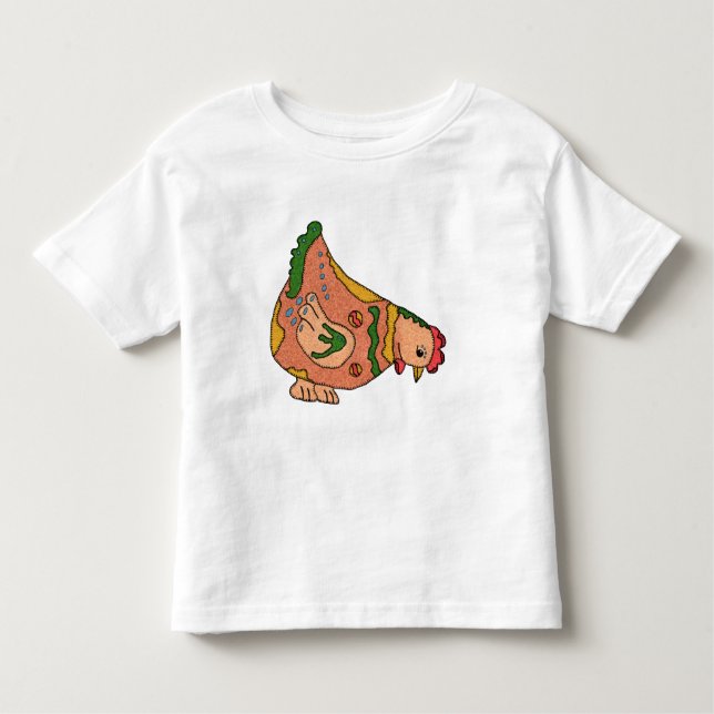 Camiseta Infantil galinha multicolor (Frente)