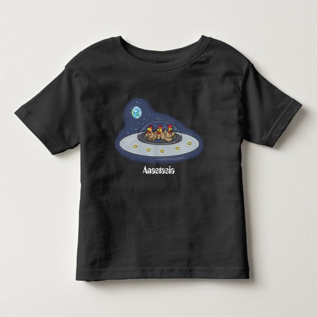 Camiseta Infantil Galinhas engraçadas na ilustração de desenhos anim (Frente)
