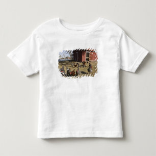 Camiseta Infantil Galinhas trabalhando perto do galinheiro Cliburn
