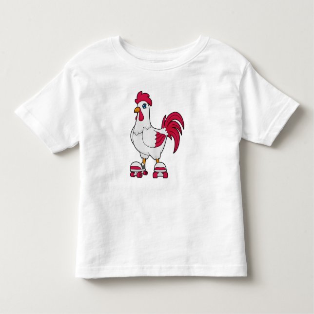 Camiseta Infantil Galo na patinação em linha com skates de cilindro (Frente)