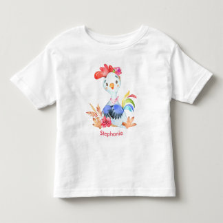 Camiseta Infantil Galo Pequeno de Cor de Água Rosa