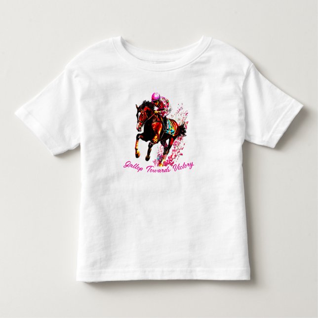 Camiseta Infantil Galope Em Direção À Vitória. Retrato de Cavalo Ele (Frente)