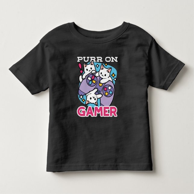 Camiseta Infantil Gamer Design - Purr On Gamer Joystick Art (Frente)