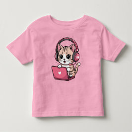 Camiseta Infantil Gamer Menina Gato Jogos Fofo