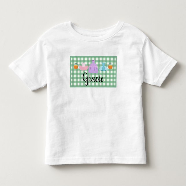 Camiseta Infantil Gancheta de Xadrez ou Nome de tratamento Toddler T (Frente)