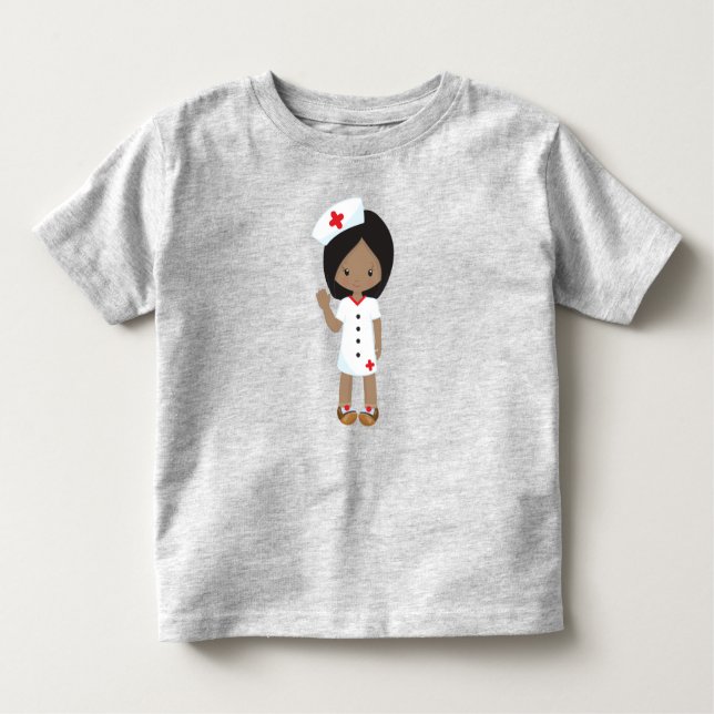 Camiseta Infantil Garota Americana Africana, Garota Bonita, Enfermei (Frente)