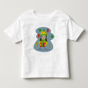 Camiseta Infantil Garota com caixa de presentes de Natal