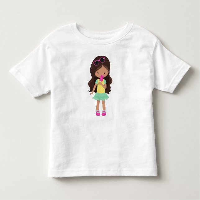 Camiseta Infantil Garota Com Sorvete, Menina Latina, Garota Bonita,  (Frente)