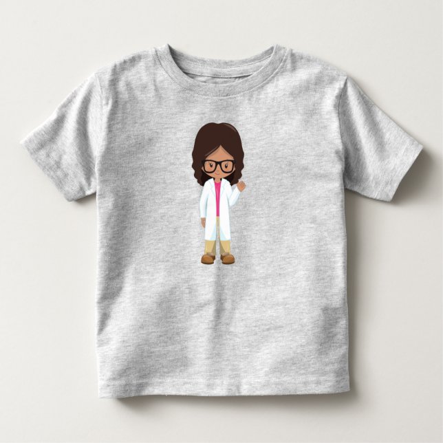 Camiseta Infantil Garota da Ciência, Garota Latina, Garota Bonita, C (Frente)