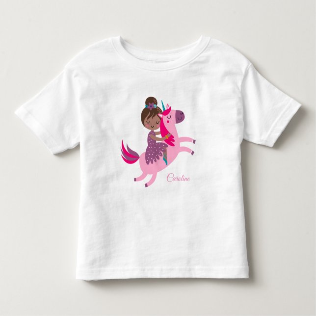 Camiseta Infantil Garota de Brunette Caçada no Unicórnio (Frente)