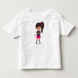 Camiseta Infantil Garota do Rock, Garota Latina, Microfone, Cantora 