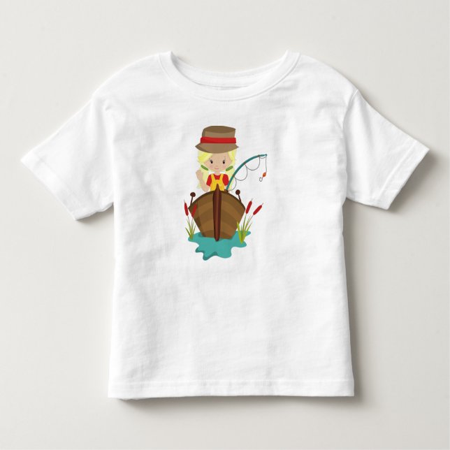 Camiseta Infantil Garota Pescadora, Vara de Pescar, Pescador, Cabelo (Frente)