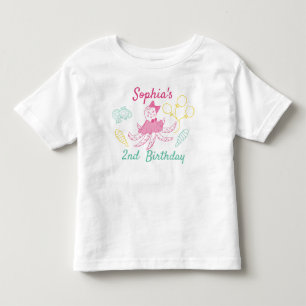 Camiseta Infantil Garota-segundo aniversário Rosa-Rosa-Gelada