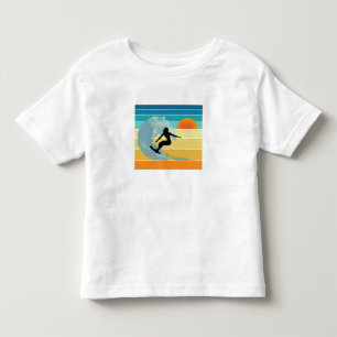 Camiseta Infantil Garota Surfista Pôr do Sol Vintage