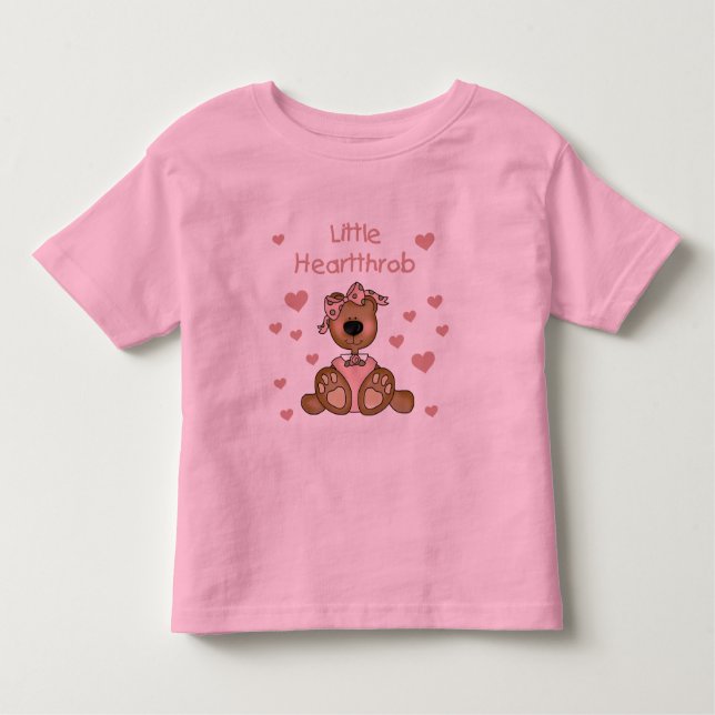 Camiseta Infantil Garota Ursa Pequeno Coração (Frente)