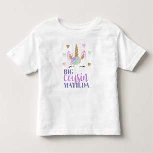 Camiseta Infantil Garotas Rainbow Unicorn e Amor Coração Primo Grand