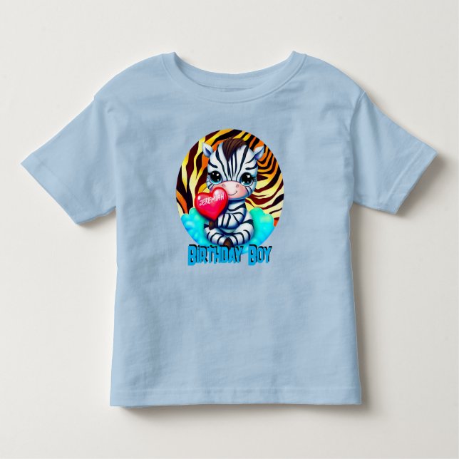 Camiseta Infantil Garoto de Aniversário de Zebra Cura (Frente)