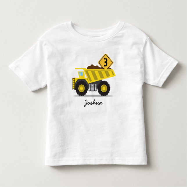 Camiseta Infantil Garoto De Caminhão De Construção A Qualquer Idade  (Frente)