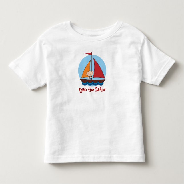 Camiseta Infantil Garoto marinheiro em um iate T-Shirt (Frente)
