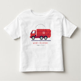 Camiseta Infantil Garotos De Caminhão De Lixo Vermelho Cuto A Qualqu