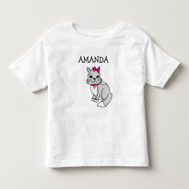 Camiseta Infantil Gatinha de Cinza personalizada de garotinha com Ar (Frente)