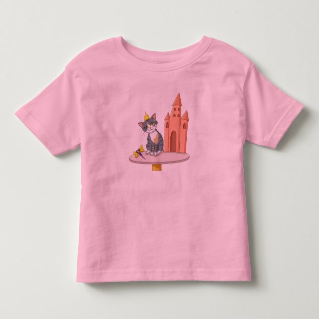 Camiseta Infantil Gatinha Princesa com Castelo (Frente)