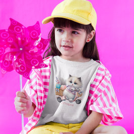 Camiseta Infantil Gatinho de Páscoa em um Scooter