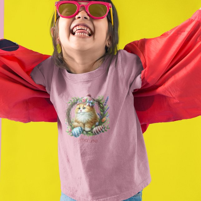 Camiseta Infantil Gatinho de Páscoa em uma Coroa (Criador carregado)