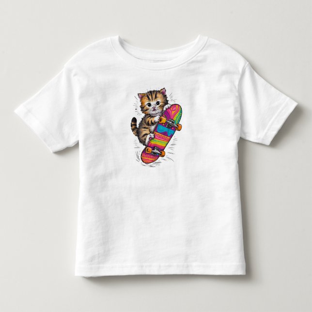 Camiseta Infantil Gatinho Skater (Frente)