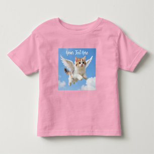 Camiseta Infantil Gatinho Voador Fofo Calico Tabby Céu Azul