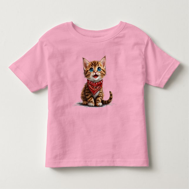 Camiseta Infantil Gato adorável (Frente)
