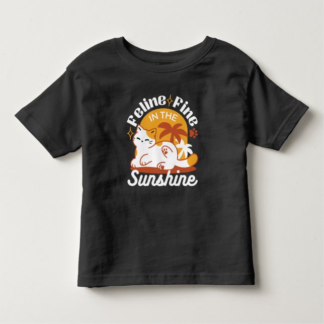 Camiseta Infantil Gato Adorável Relaxando no Sol - Pet de Verão (Frente)