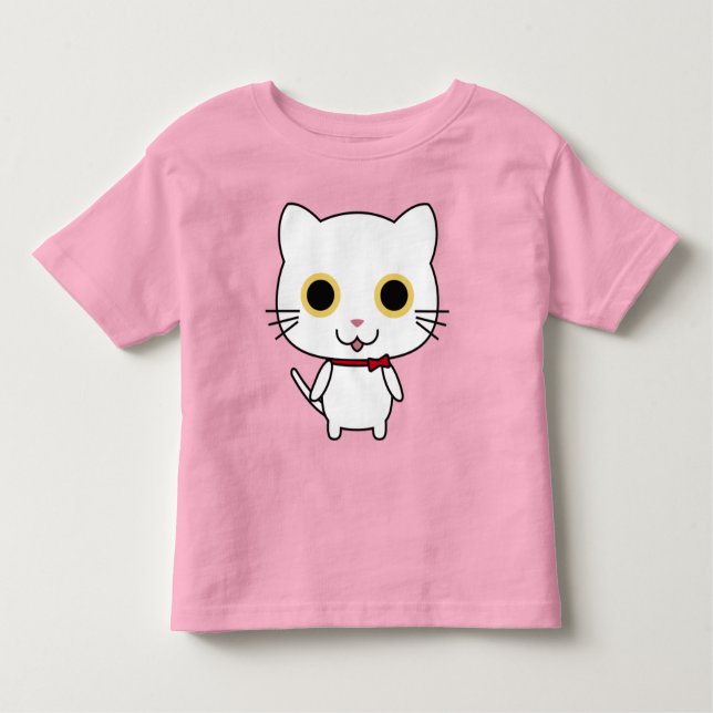 Camiseta Infantil Gato Antropomórfico Branco (Frente)