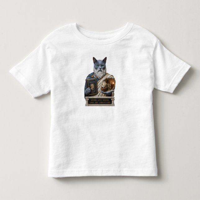 Camiseta Infantil Gato Azul Russo Plato (Frente)