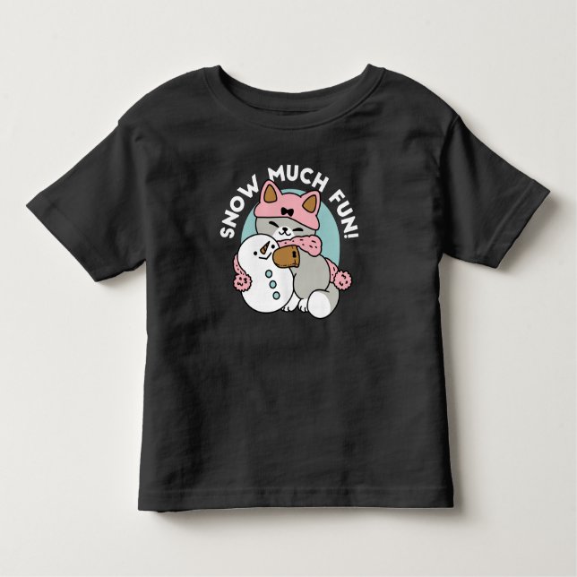 Camiseta Infantil Gato Bonito em Neve Gear com Arte Snowman (Frente)