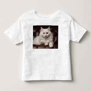 Camiseta Infantil Gato branco majestoso