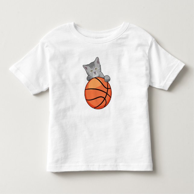 Camiseta Infantil Gato com basquete (Frente)