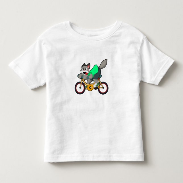 Camiseta Infantil Gato com Bicicleta (Frente)