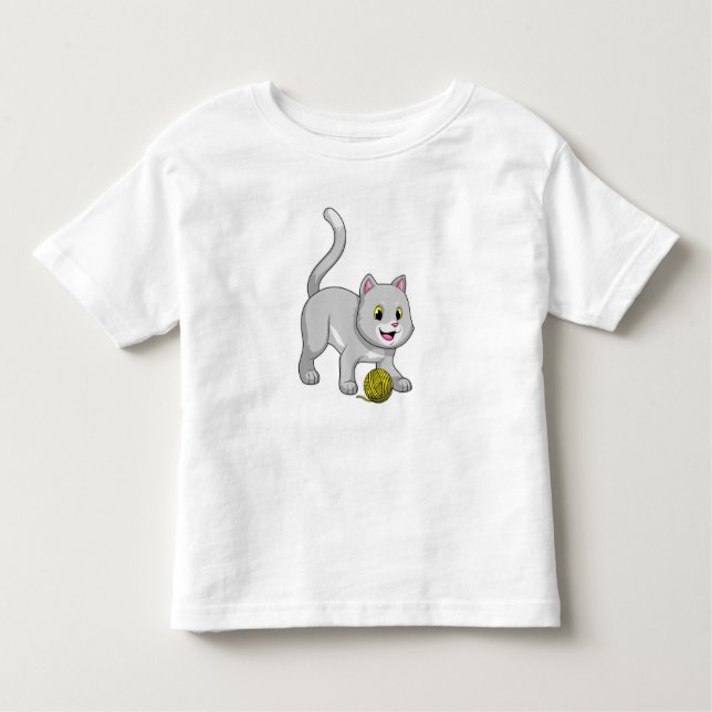 Camiseta Infantil Gato com bola de fio de lã (Frente)