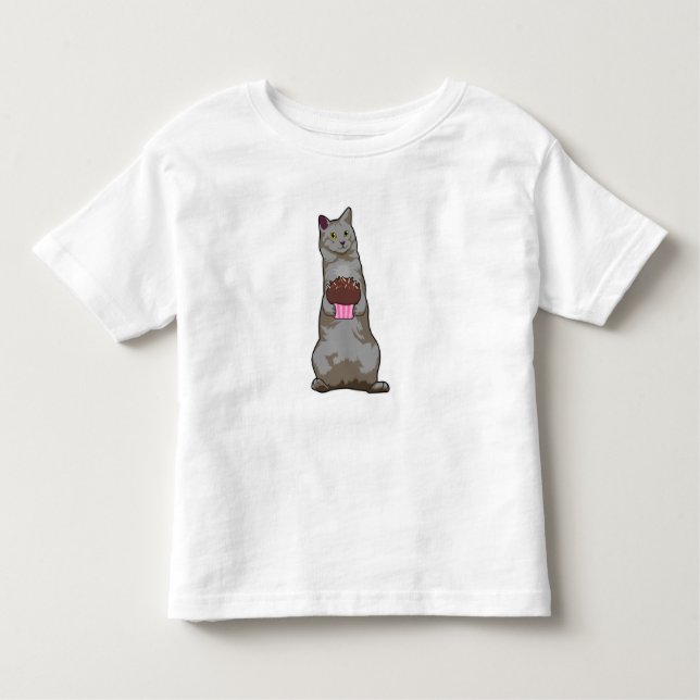 Camiseta Infantil Gato com Muffin (Frente)