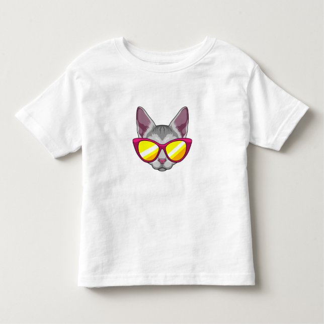 Camiseta Infantil Gato com óculos de sol (Frente)