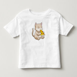 Camiseta Infantil Gato com pizza