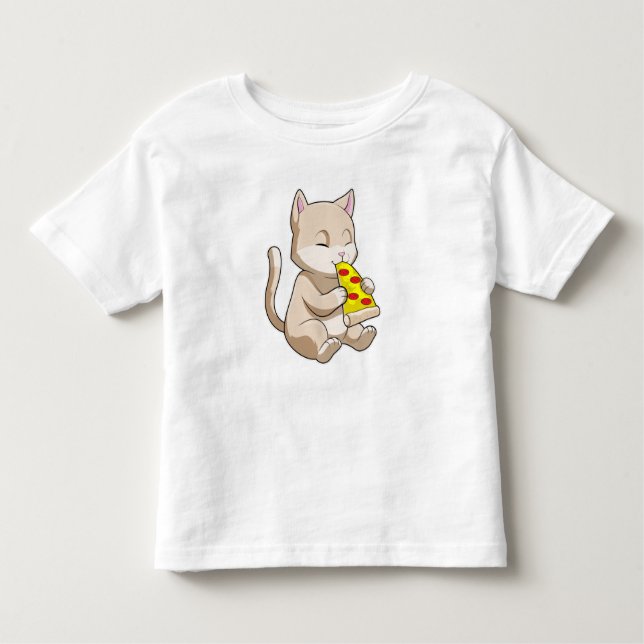 Camiseta Infantil Gato com pizza (Frente)