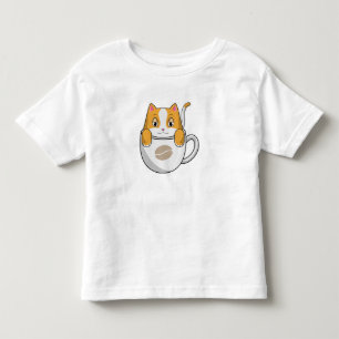 Camiseta Infantil Gato com Taça de Café