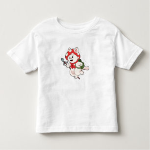 Camiseta Infantil Gato como Seletor de Cogumelo com Cogumelo