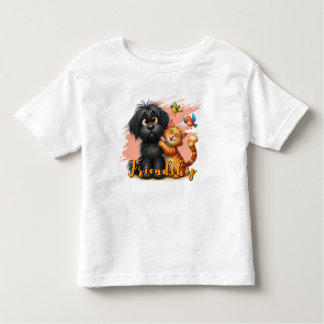 Camiseta Infantil Gato de Amizade e Cão com Nome Personalizado