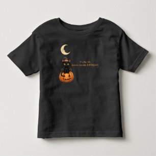 Camiseta Infantil Gato de bruxa e abóbora
