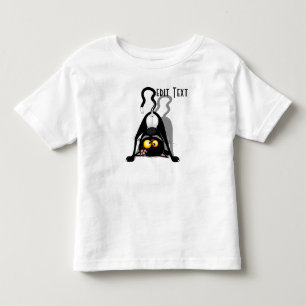 Camiseta Infantil Gato de Cabeça para Baixo Personagem de Desenho An