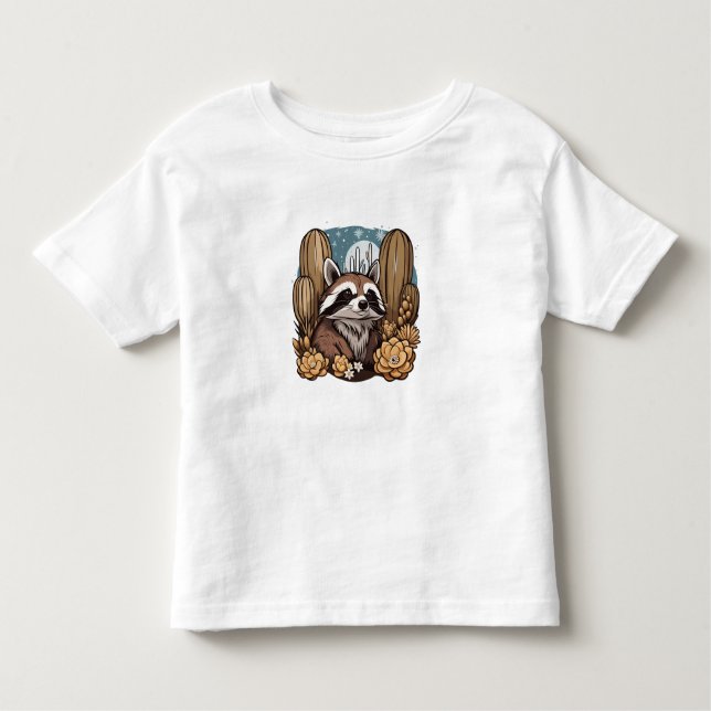 Camiseta Infantil Gato de cauda-Arizona-branca, redondo por cactos (Frente)