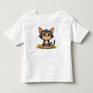 Camiseta Infantil Gato de desenho animado fofo
